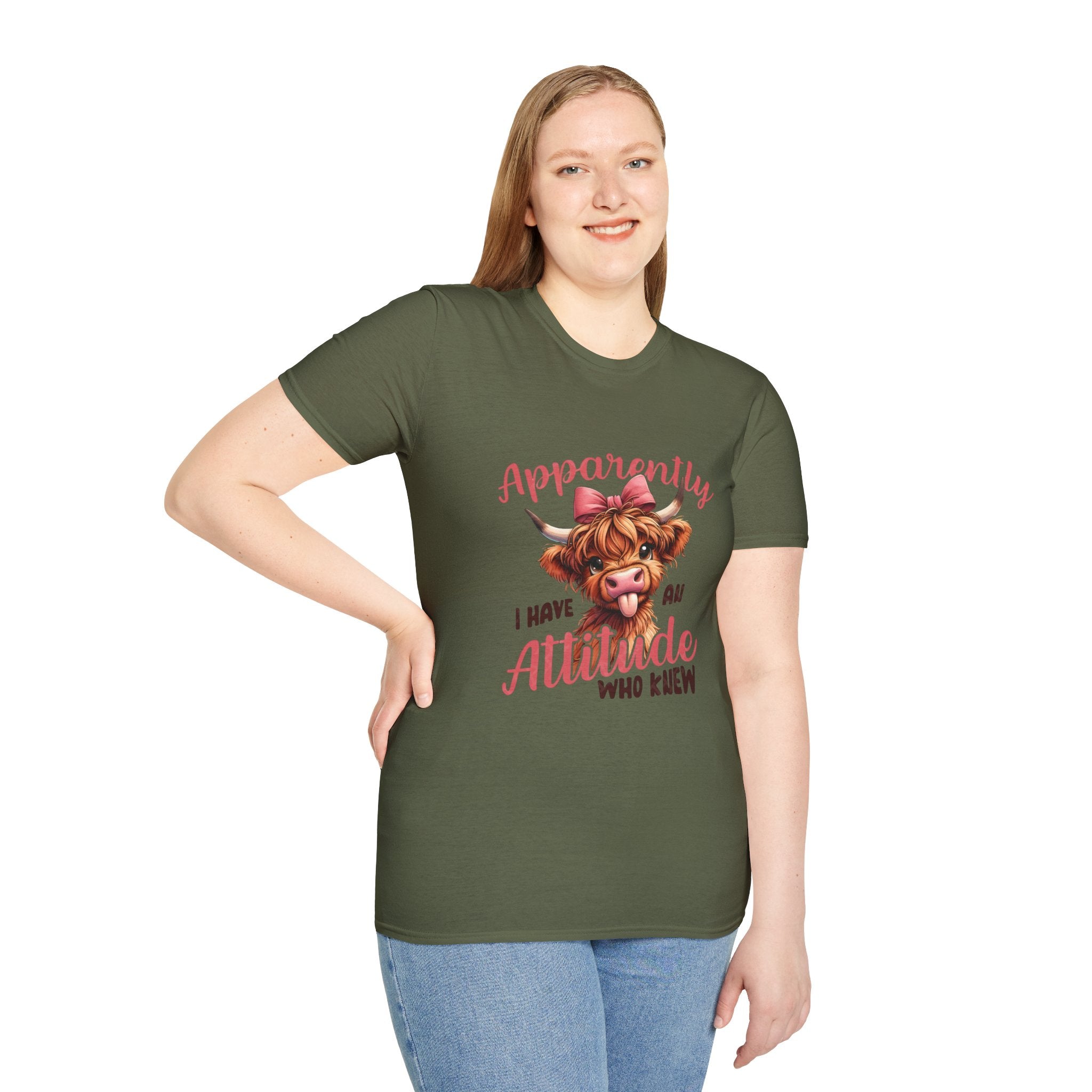 Apparently I Have an Attitude Who Knew — Cow T-Shirt