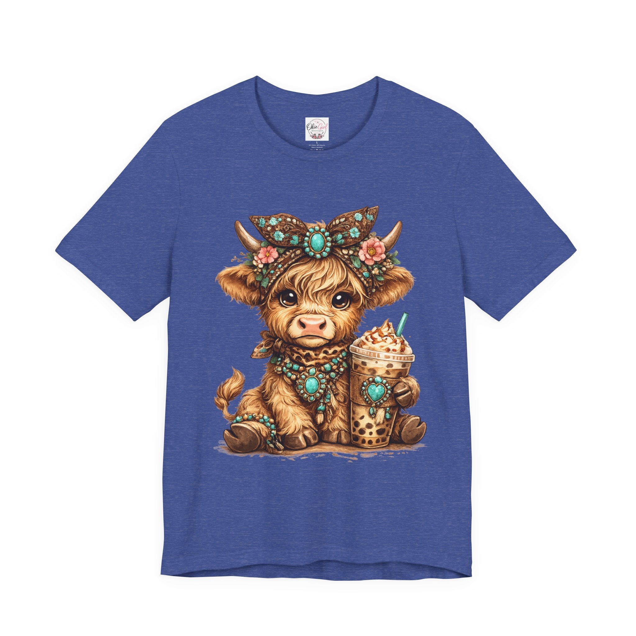 Highland Cow Tee with Bubble Tea