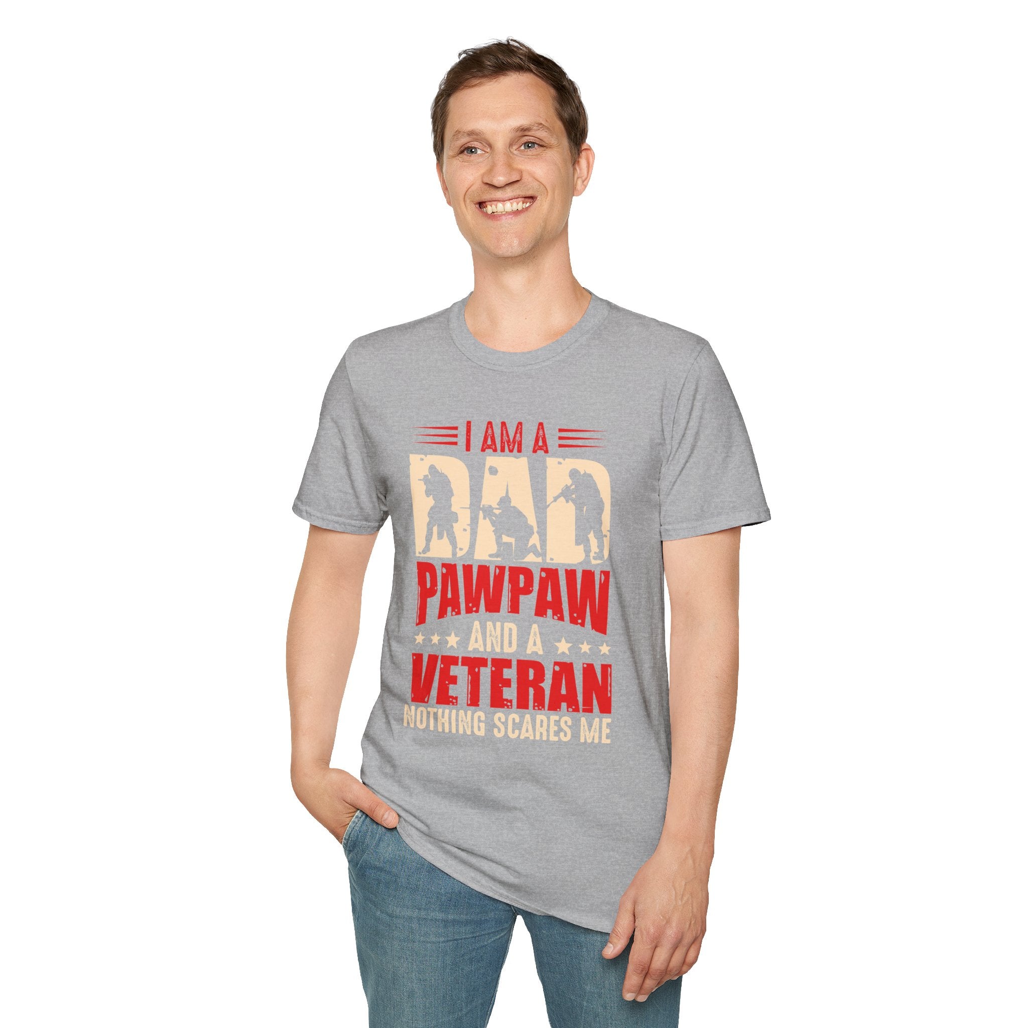Veteran Dad/Pawpaw T-Shirt — "I Am A Dad Pawpaw and a Veteran" Patriotic Military Gift