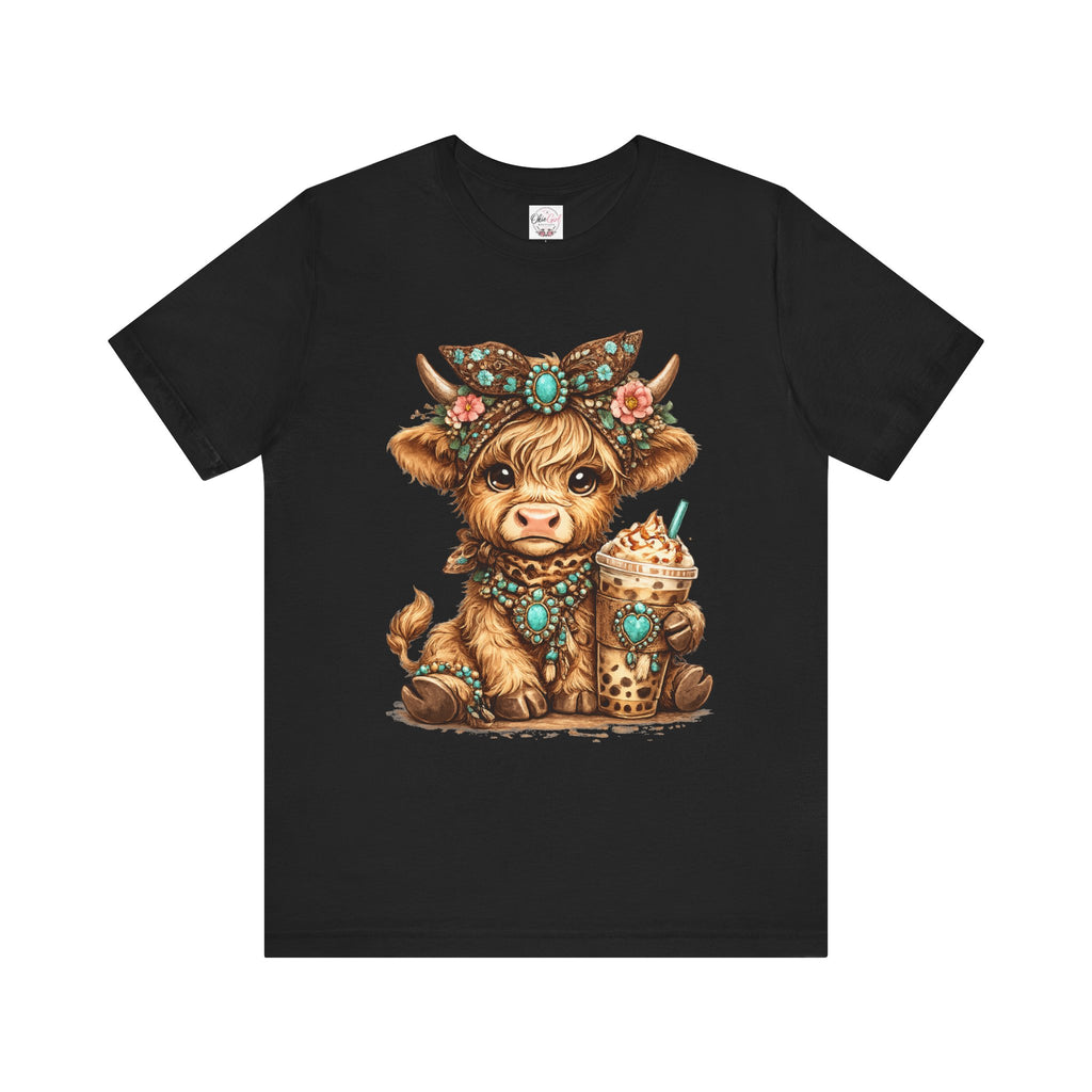 Highland Cow Tee with Bubble Tea