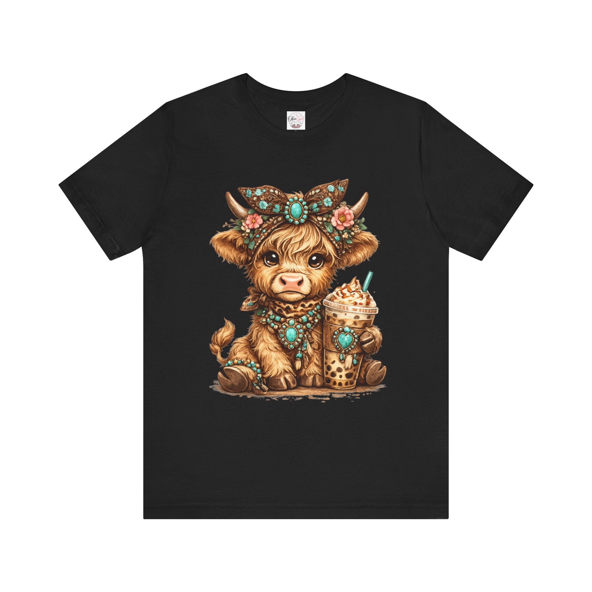 Highland Cow Tee with Bubble Tea