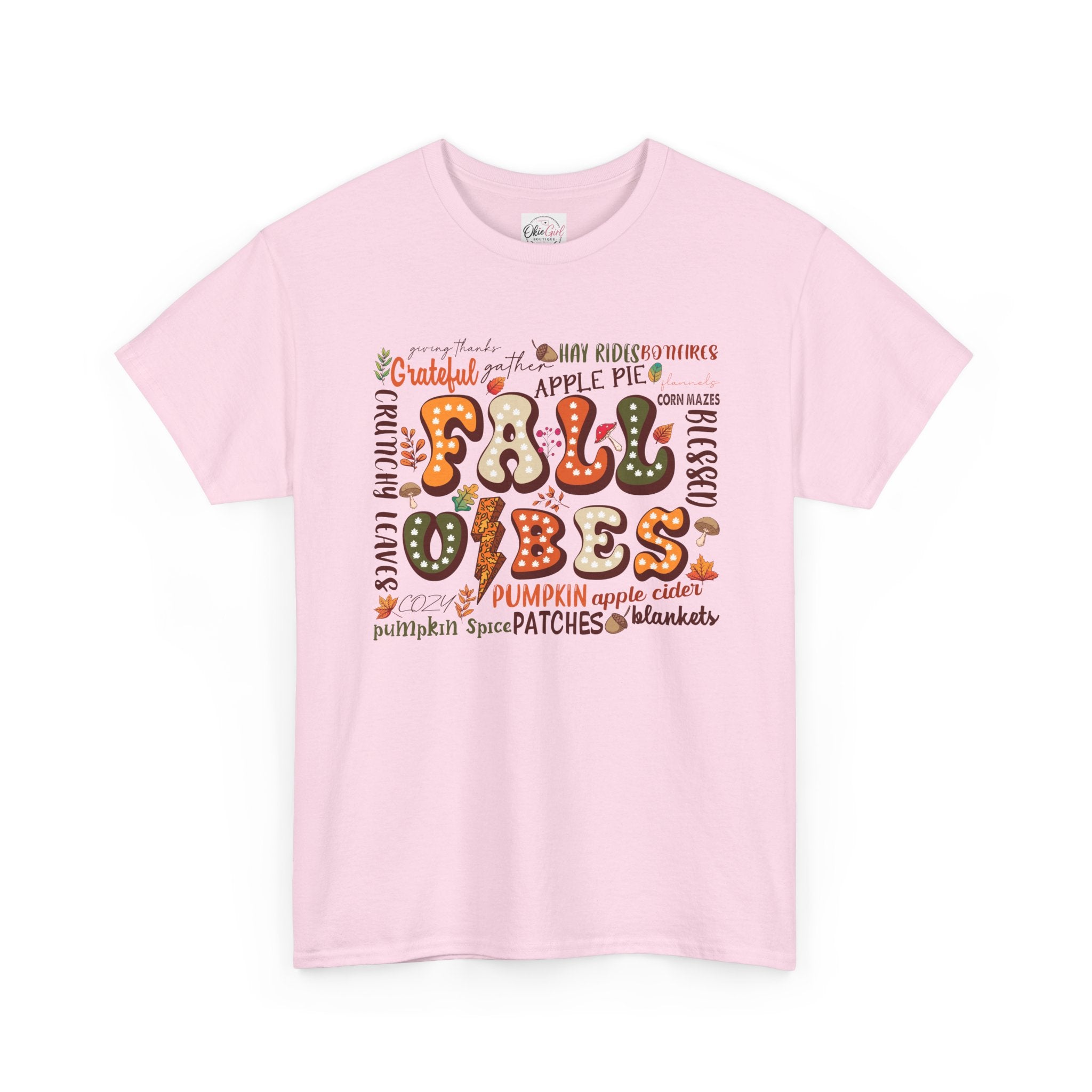 Fall Vibes Graphic Tee — Cozy Autumn Pumpkin & Apple Pie Shirt