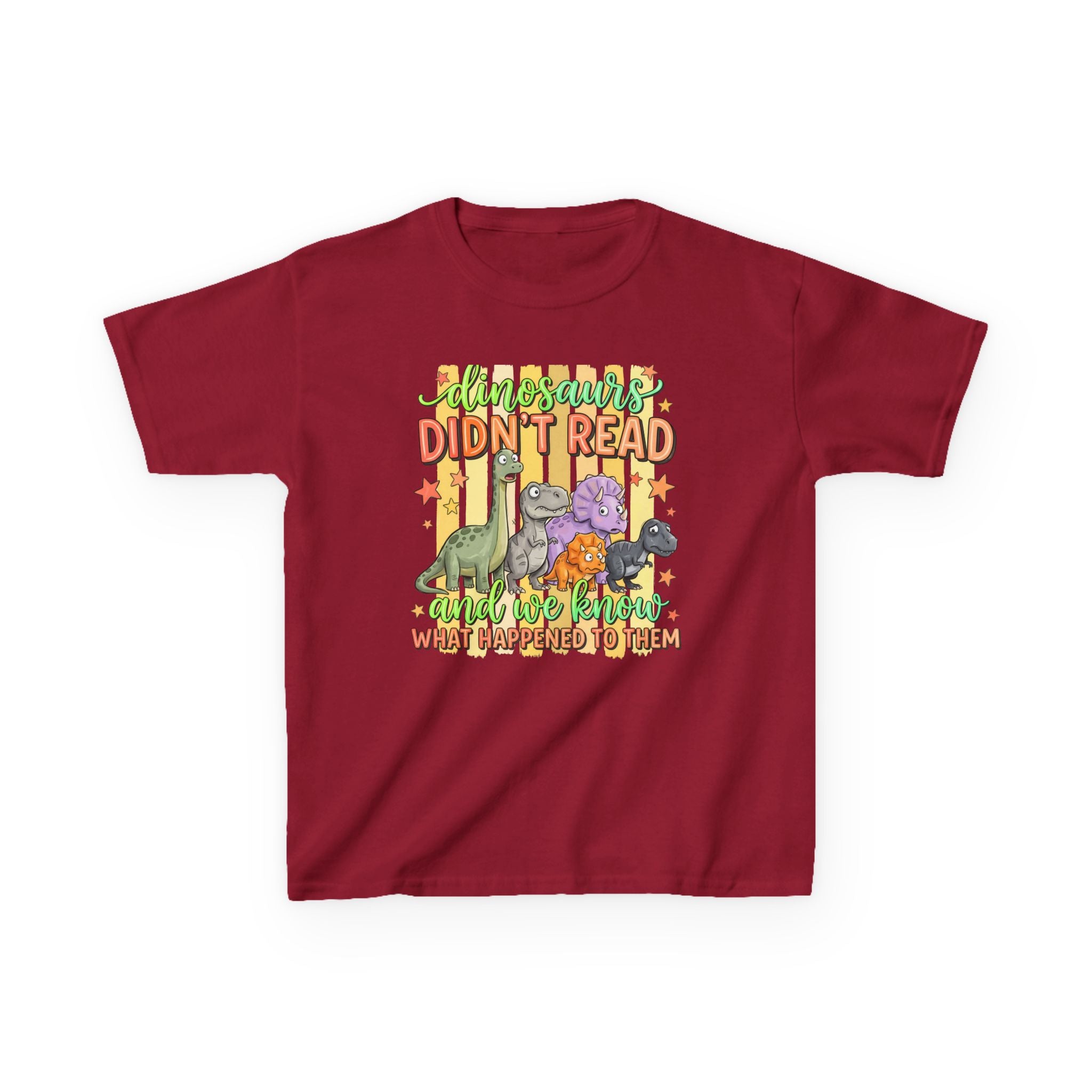 Kids Tee — “Dinosaurs Didn’t Read” Cute Dino Graphic Shirt (Back-to-School, Reading Gift)