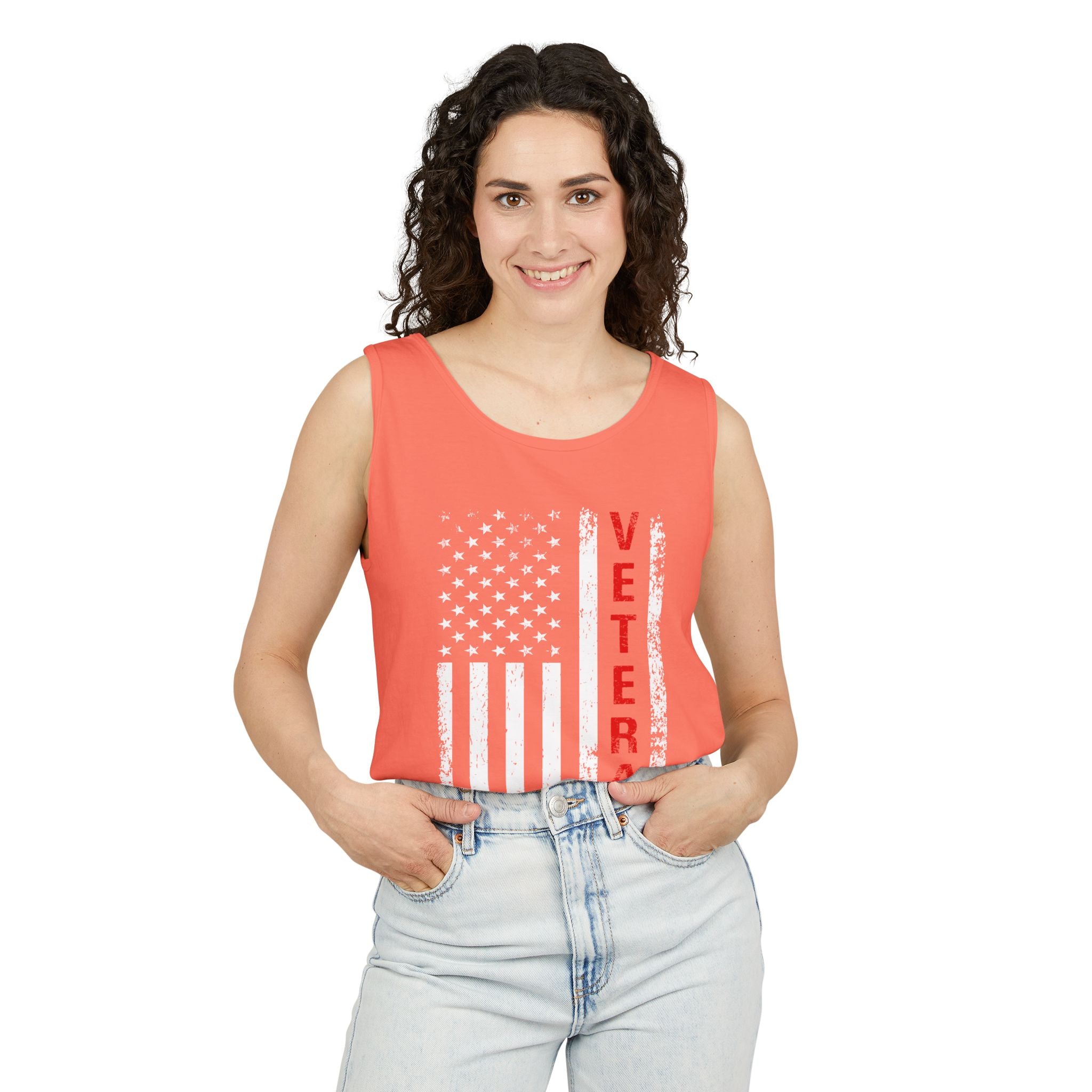 Veteran Flag Tank Top — Distressed American Flag Veteran Graphic Tank
