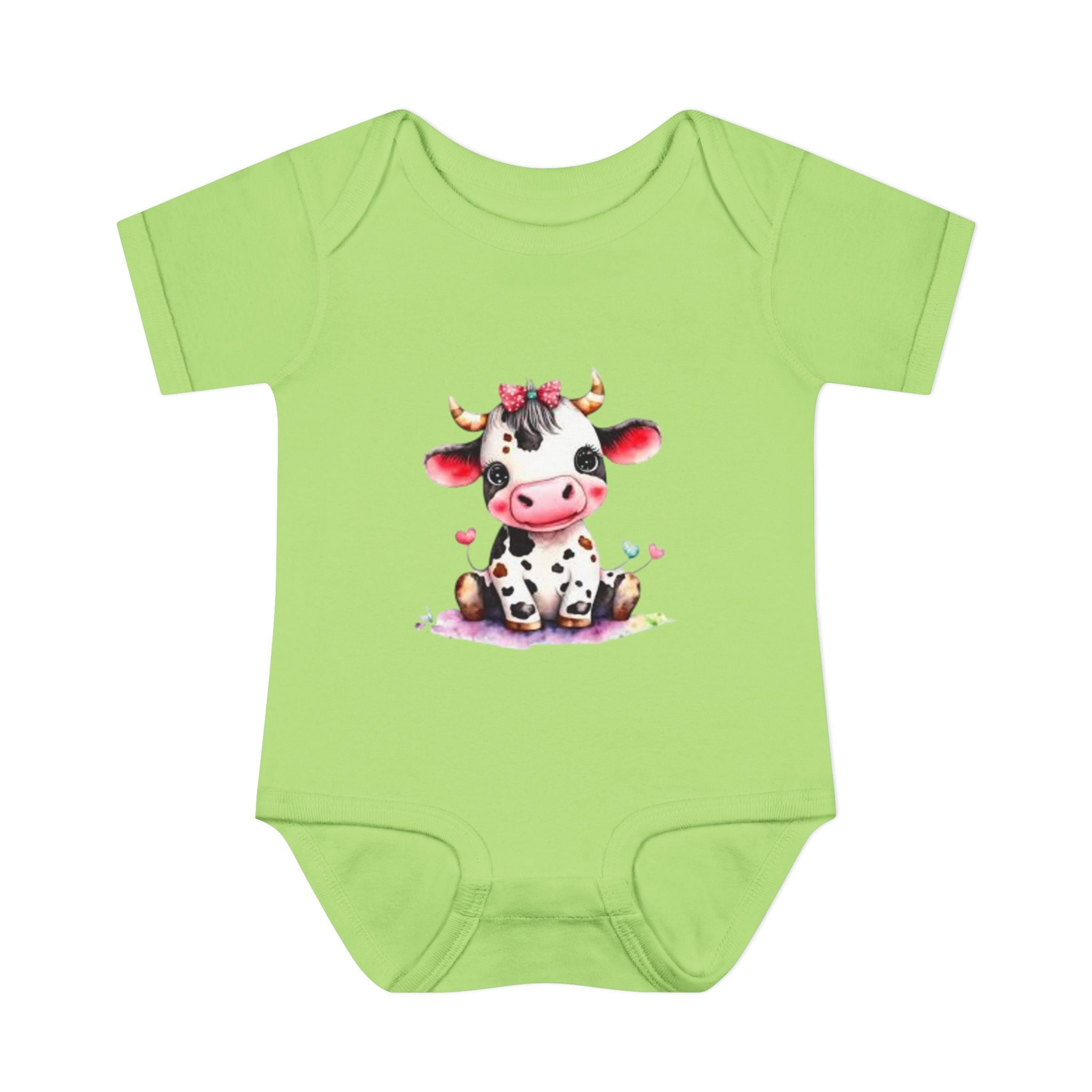 Cute Cow Infant Bodysuit — Adorable Baby Cow Onesie with Pink Bow