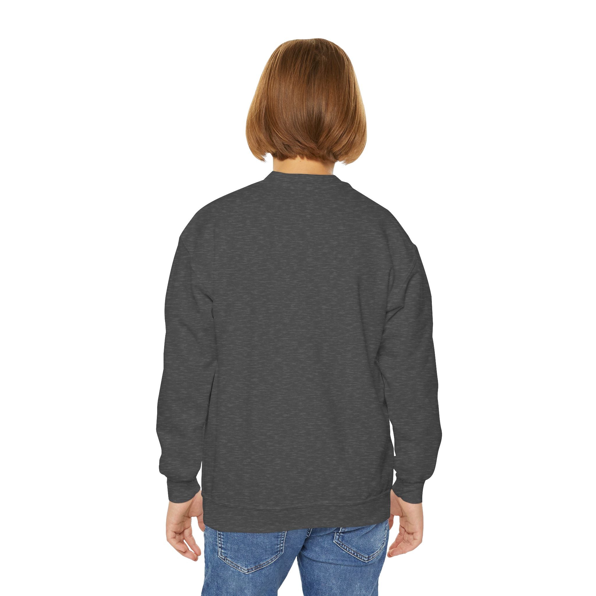 Youth Crewneck Sweatshirt — "Bruh We Back" Retro Smiley Graphic
