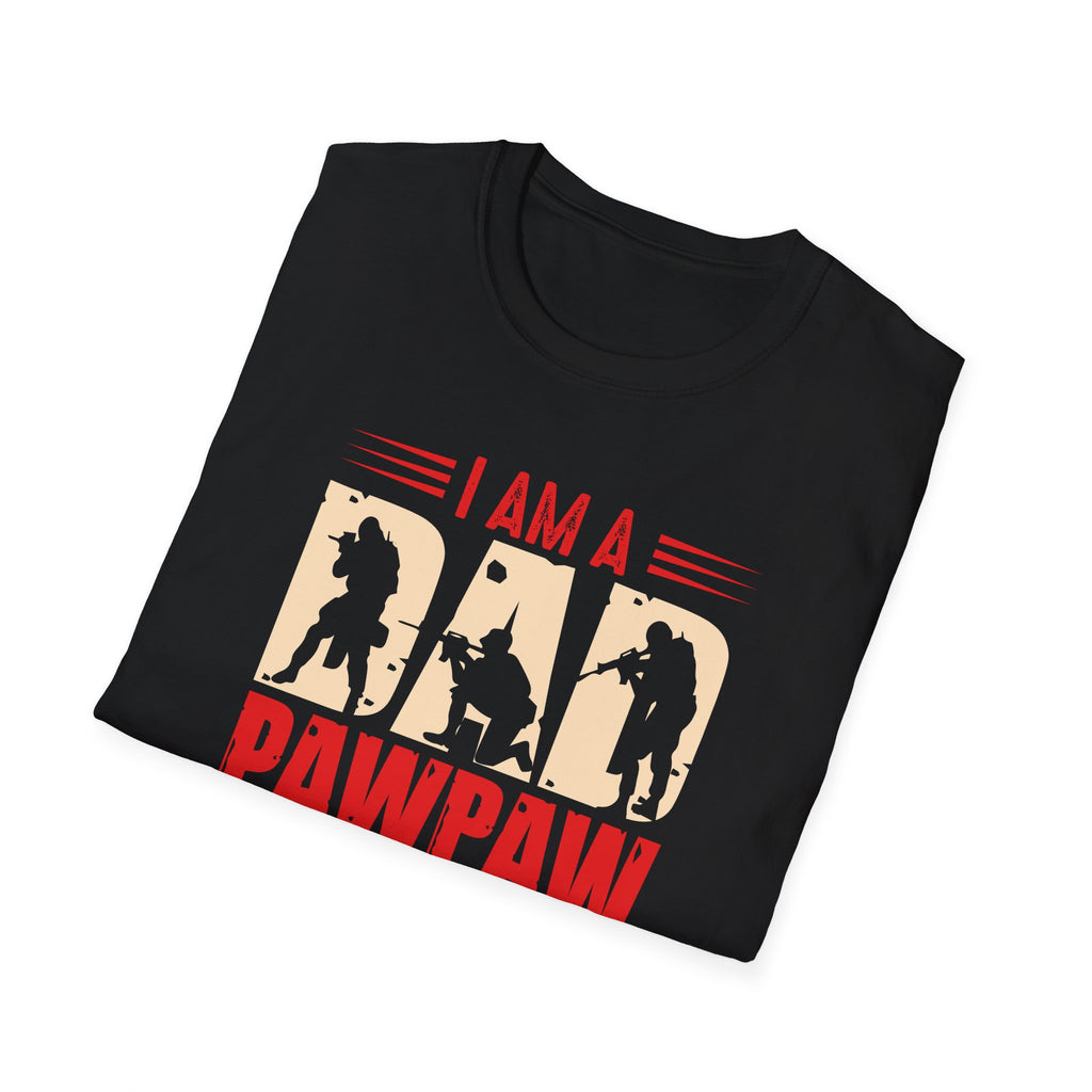 Veteran Dad/Pawpaw T-Shirt — "I Am A Dad Pawpaw and a Veteran" Patriotic Military Gift