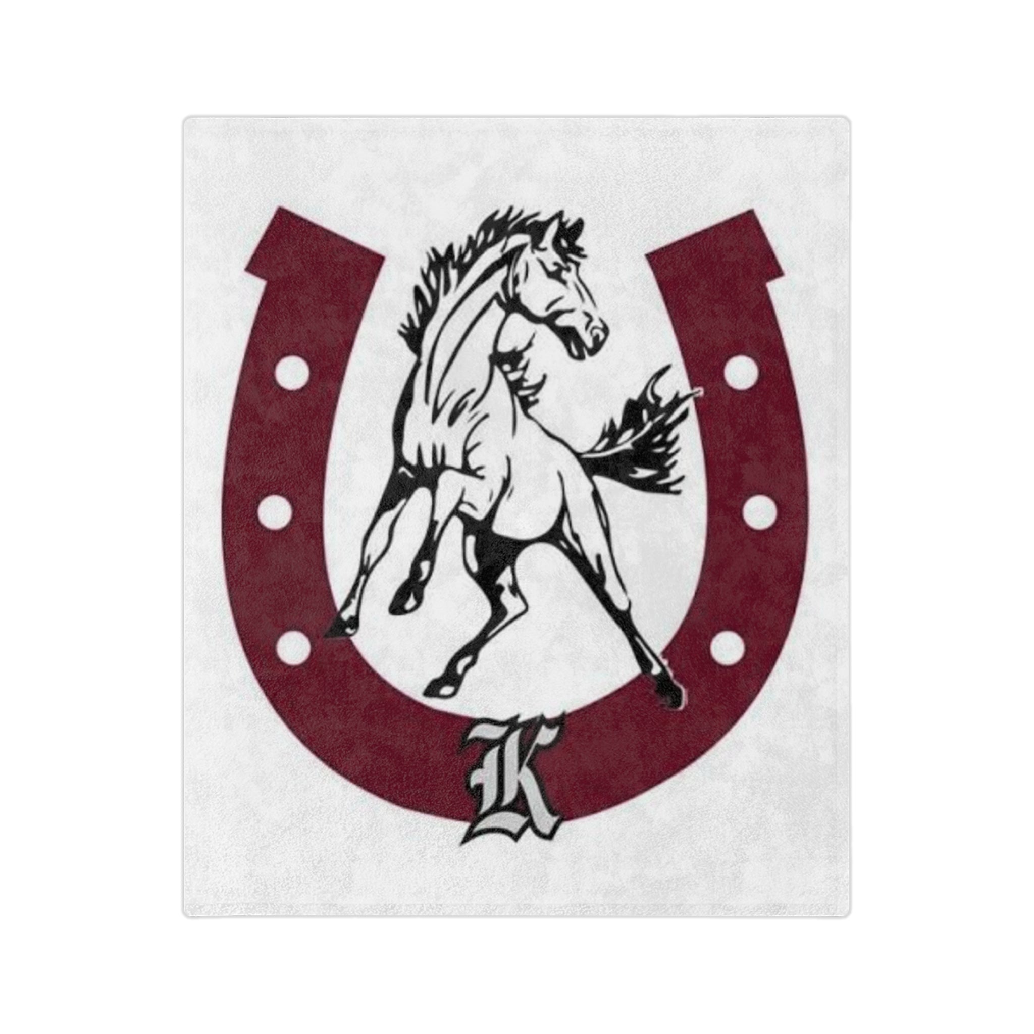 Horse & Horseshoe Velveteen Blanket – Monogram 'K' Equestrian Throw