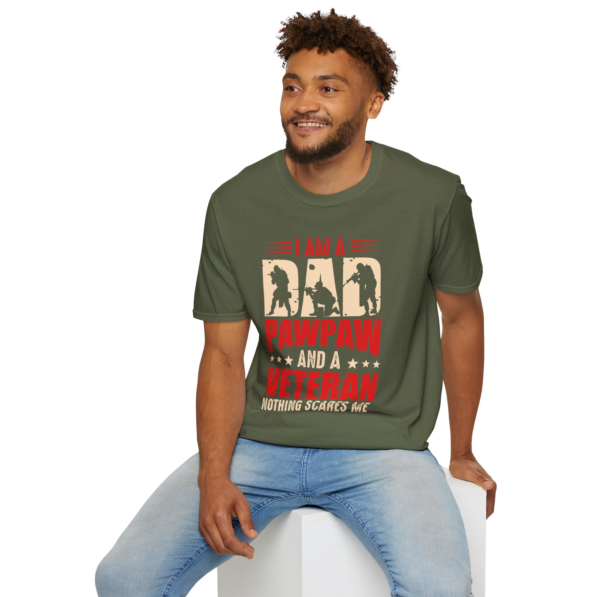Veteran Dad/Pawpaw T-Shirt — "I Am A Dad Pawpaw and a Veteran" Patriotic Military Gift