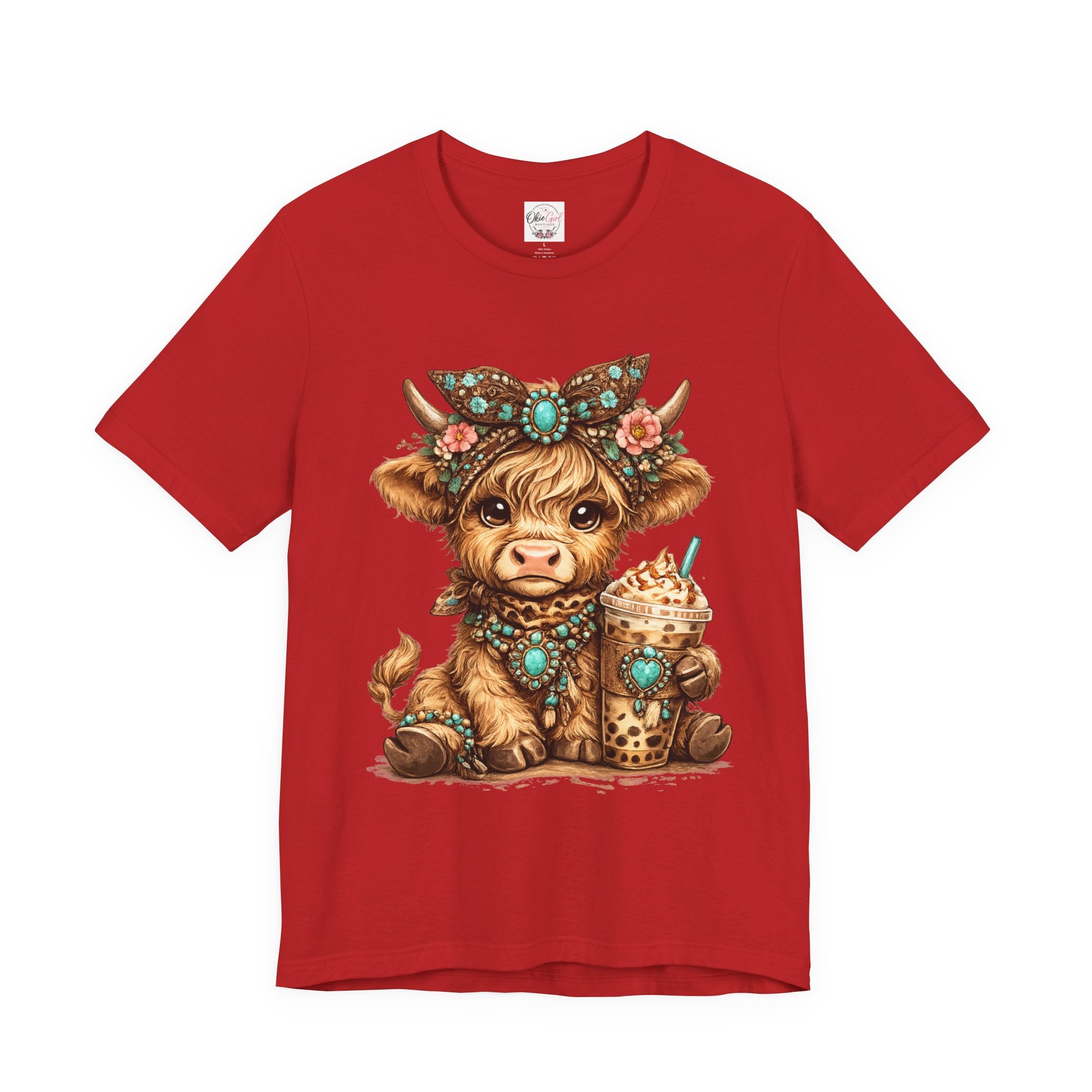 Highland Cow Tee with Bubble Tea