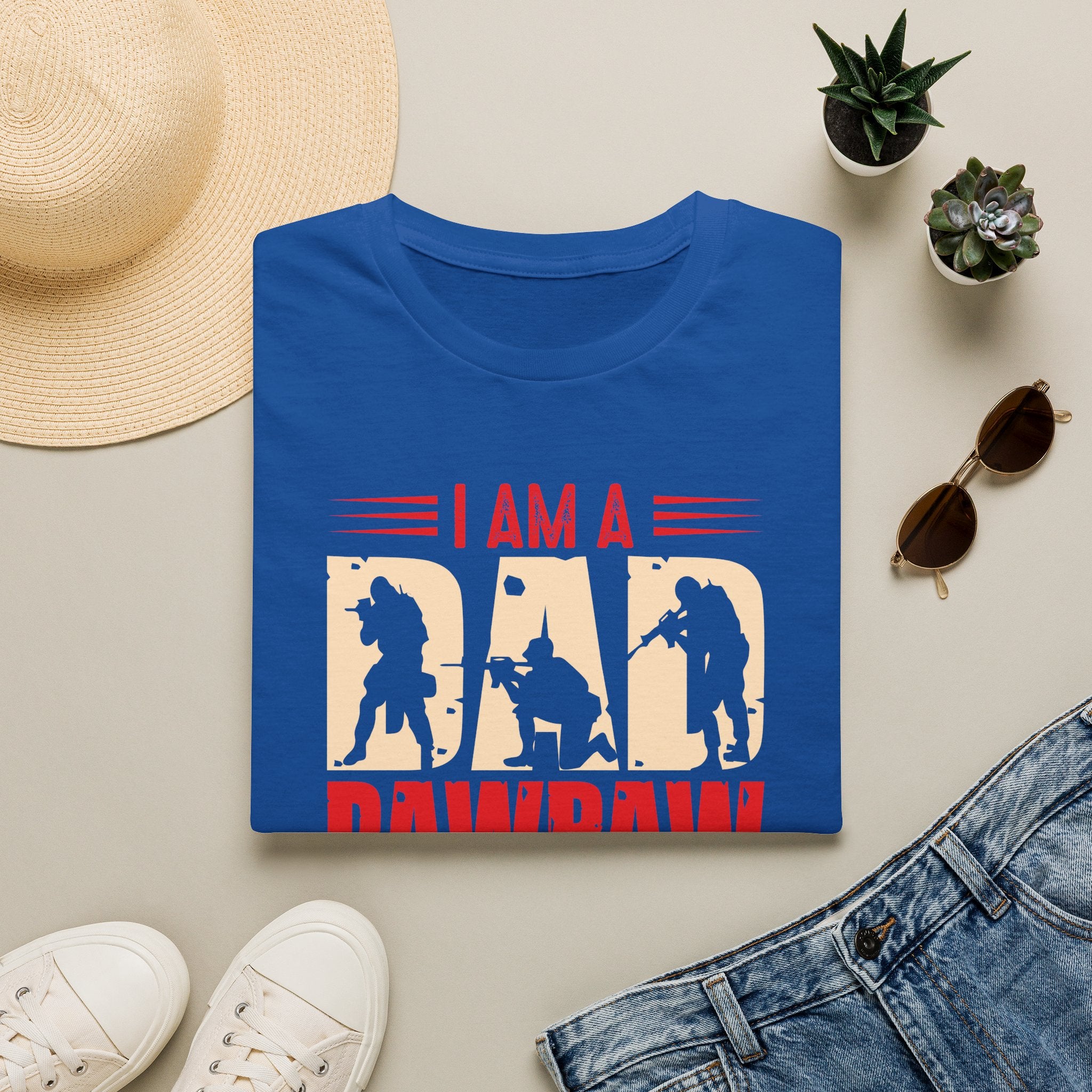 Veteran Dad/Pawpaw T-Shirt — "I Am A Dad Pawpaw and a Veteran" Patriotic Military Gift