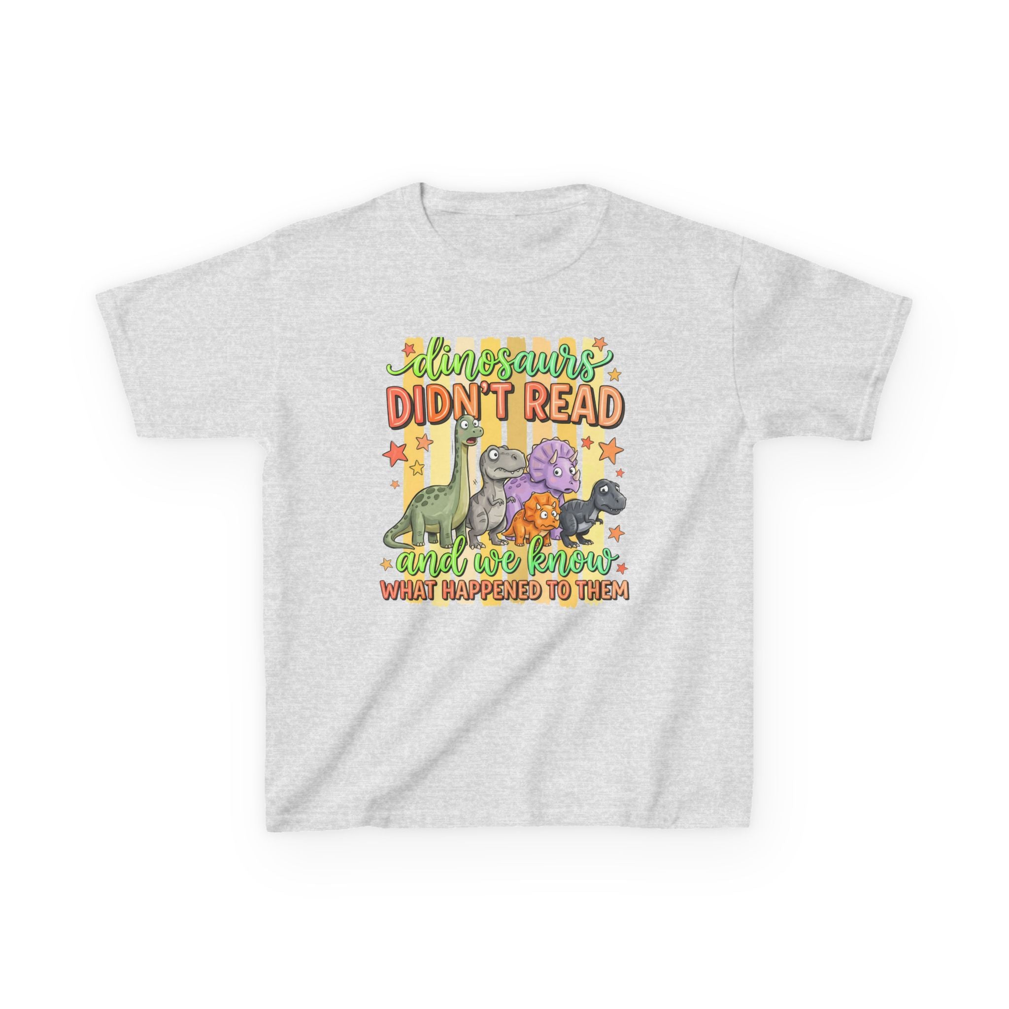 Kids Tee — “Dinosaurs Didn’t Read” Cute Dino Graphic Shirt (Back-to-School, Reading Gift)