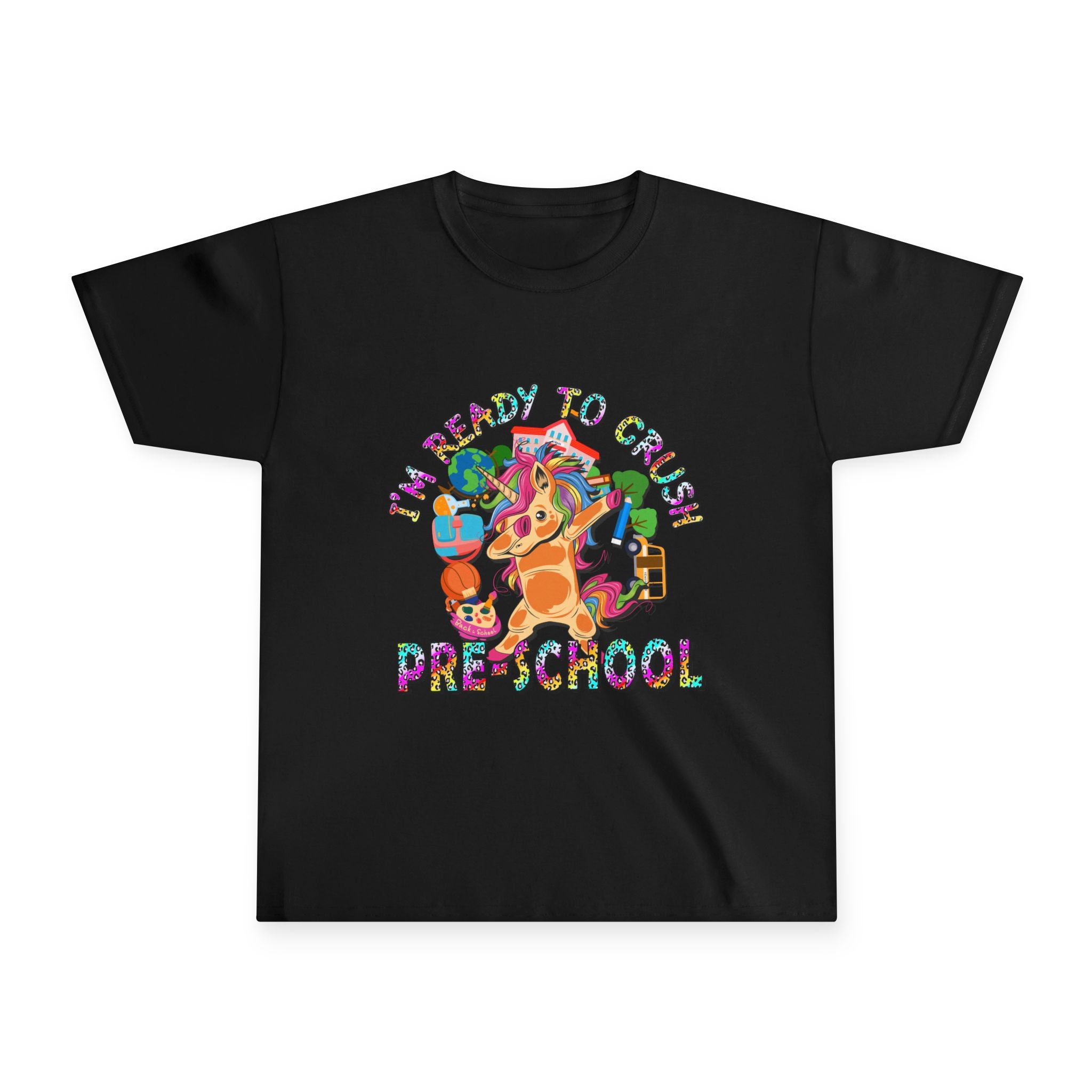 Youth Tee — "I'm Ready to Crush Preschool" Colorful Puppy Back-to-School Shirt