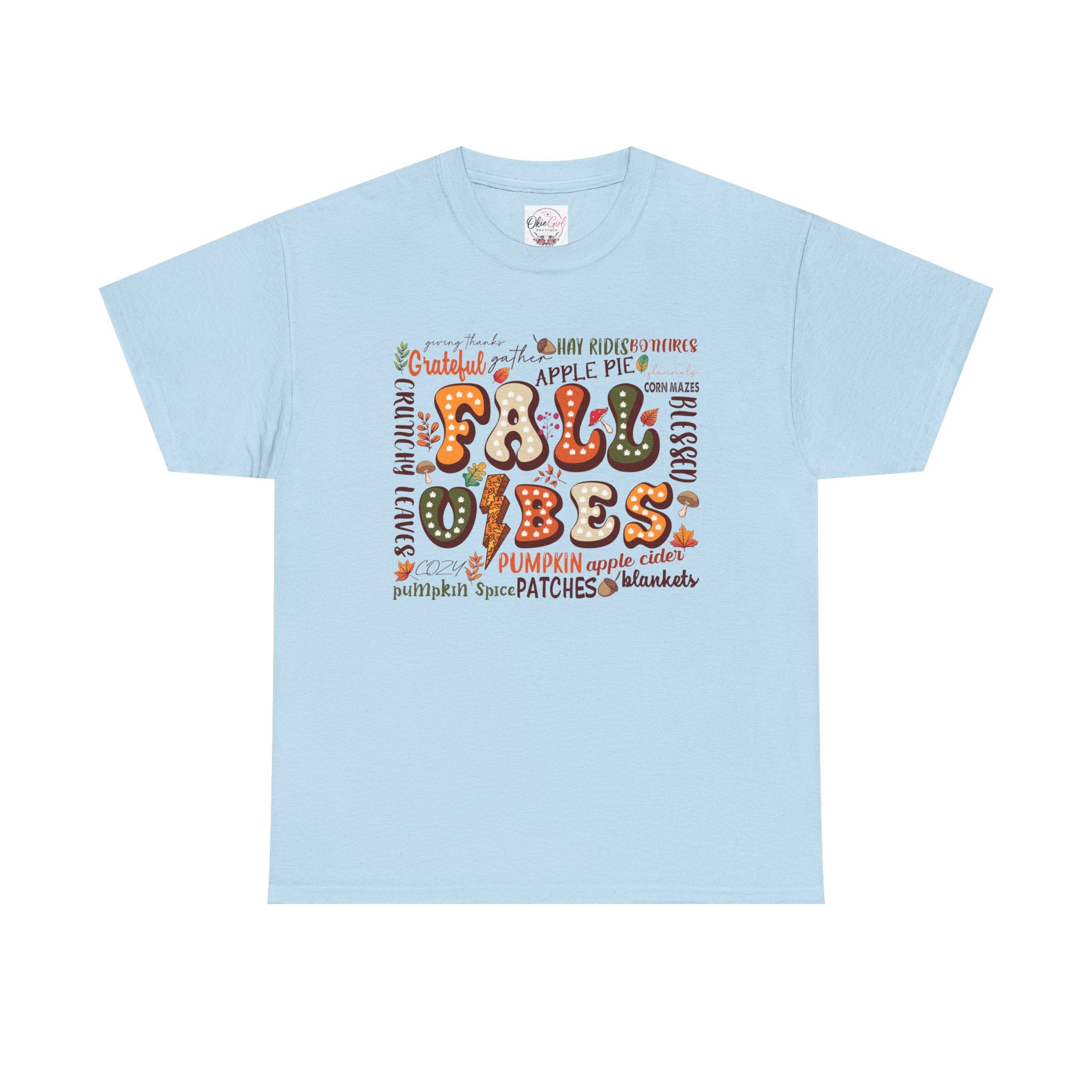 Fall Vibes Graphic Tee — Cozy Autumn Pumpkin & Apple Pie Shirt