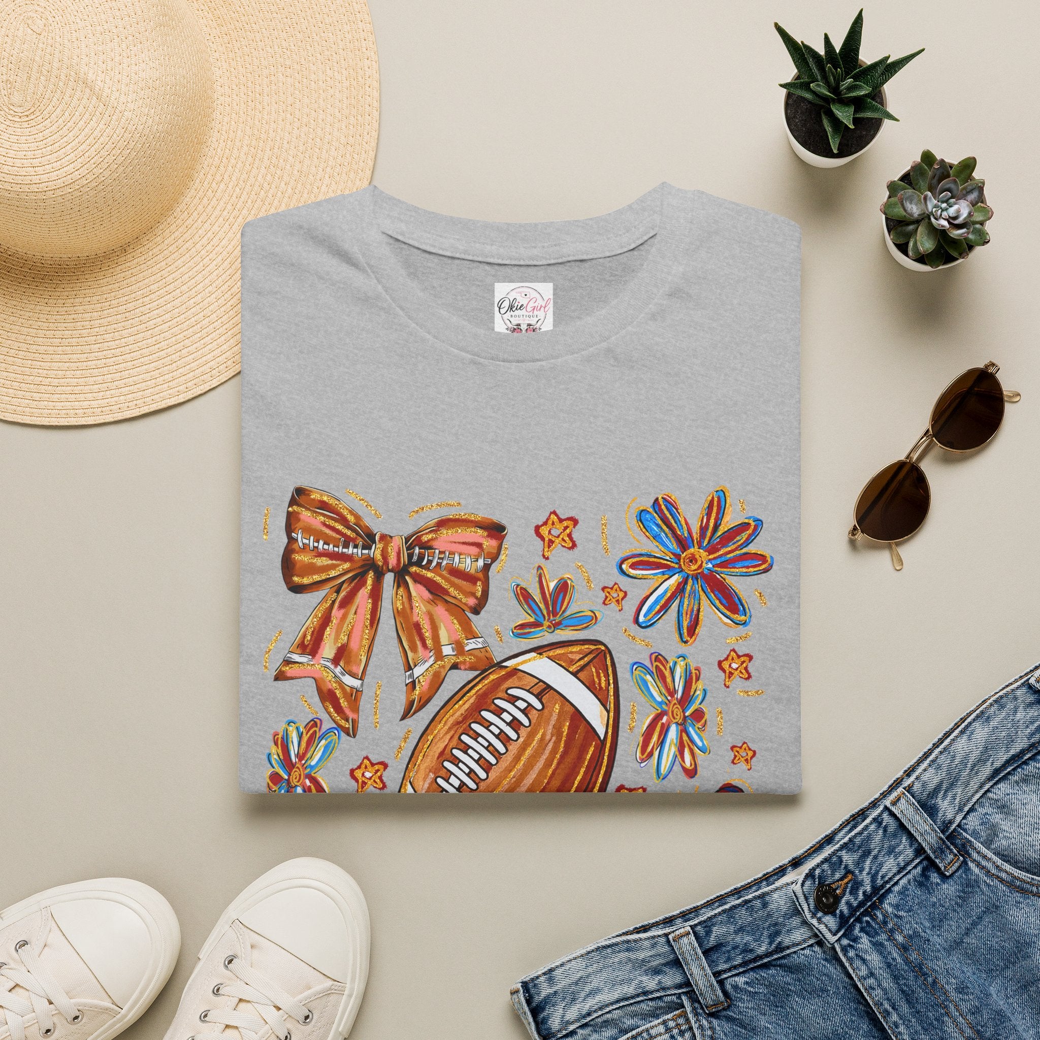 Football & Bow Graphic T-Shirt