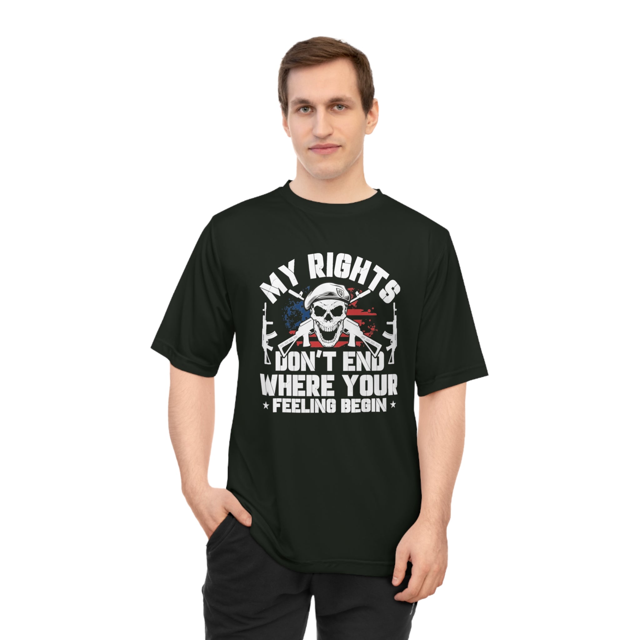 Graphic T-Shirt — "My Rights Don't End Where Your Feeling Begin" Patriotic Skull Tee