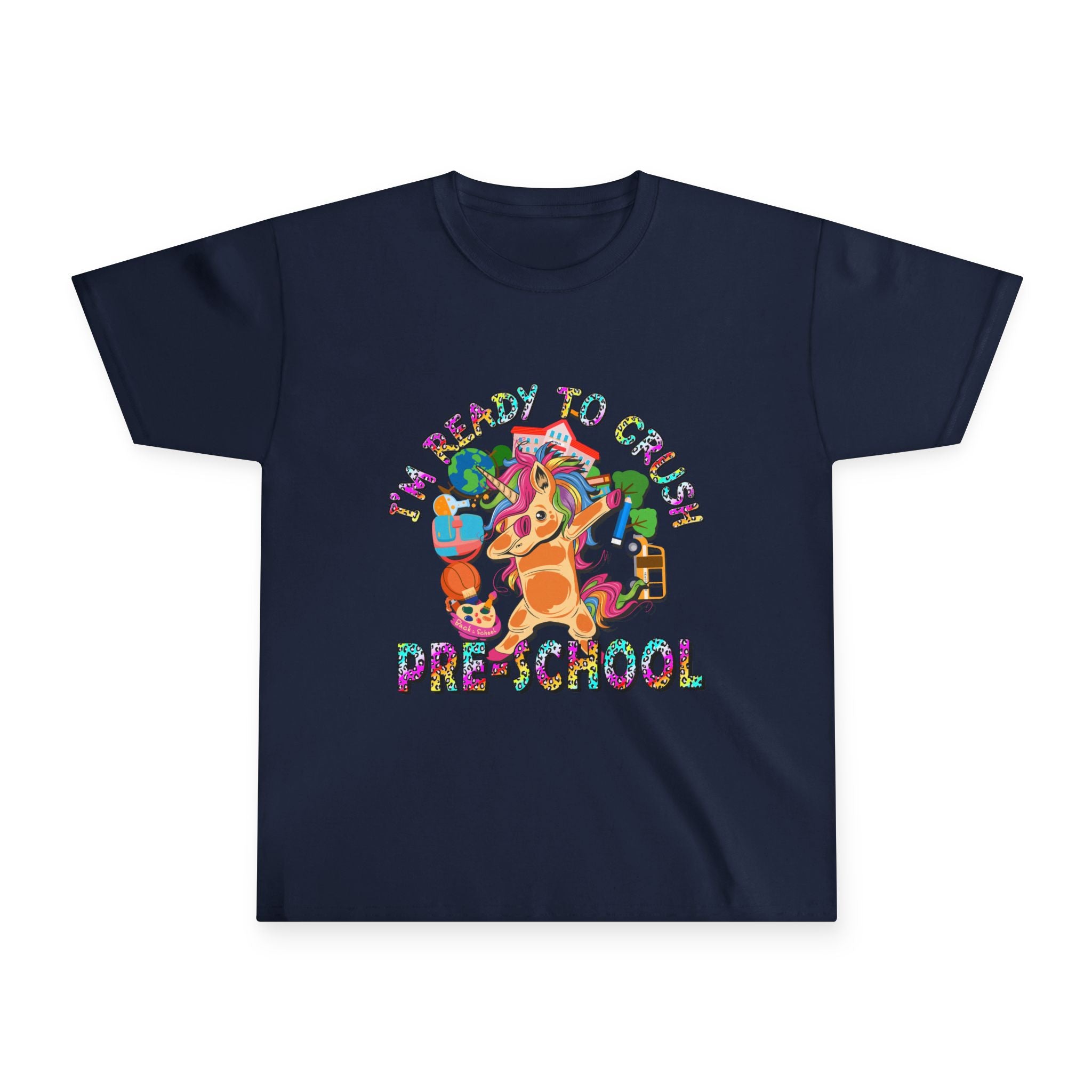 Youth Tee — "I'm Ready to Crush Preschool" Colorful Puppy Back-to-School Shirt