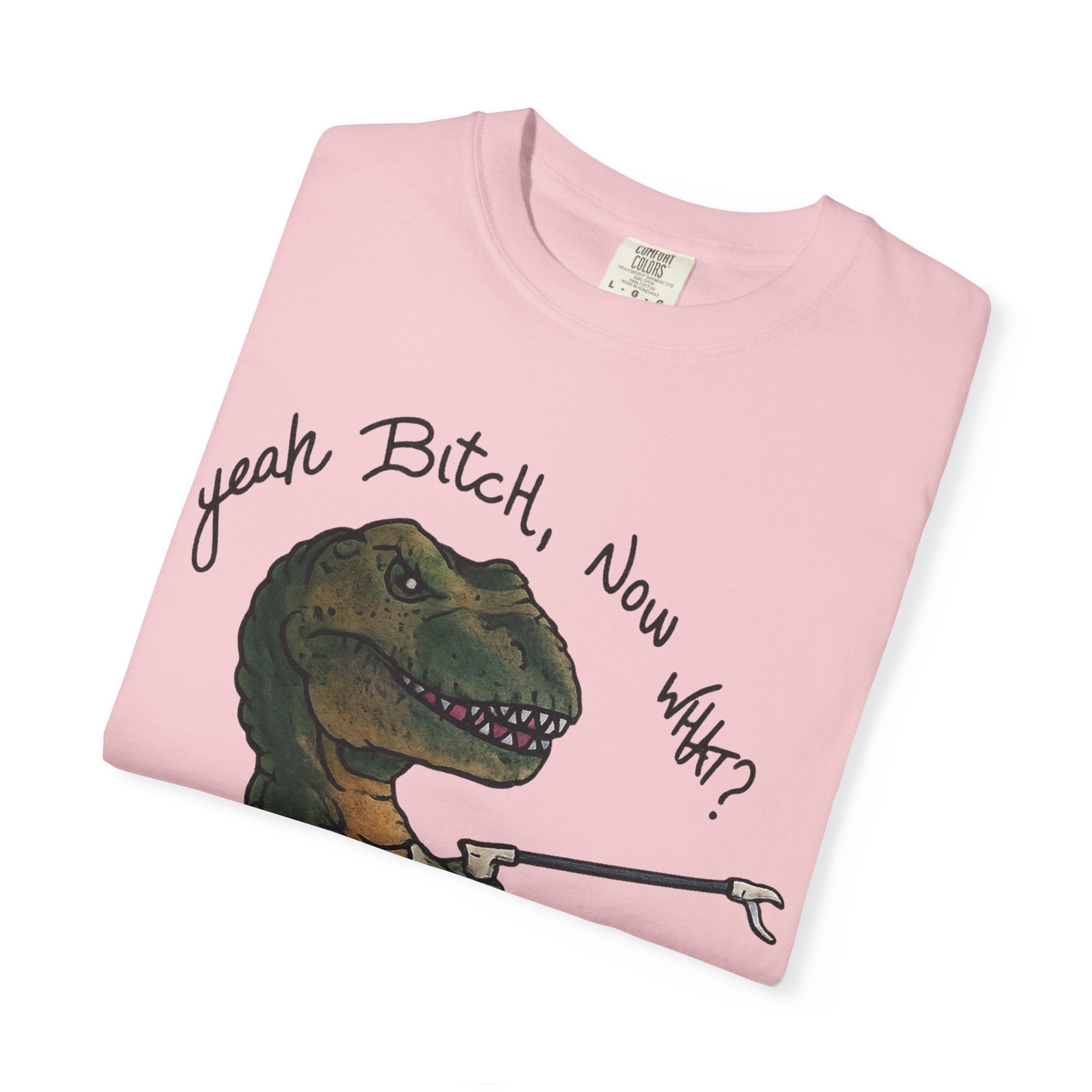 T-Shirt — Funny 'Yeah Bitch, Now What?' T-Rex Graphic Tee