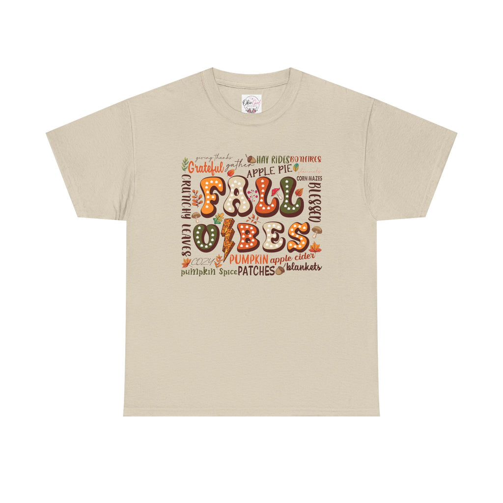 Fall Vibes Graphic Tee — Cozy Autumn Pumpkin & Apple Pie Shirt