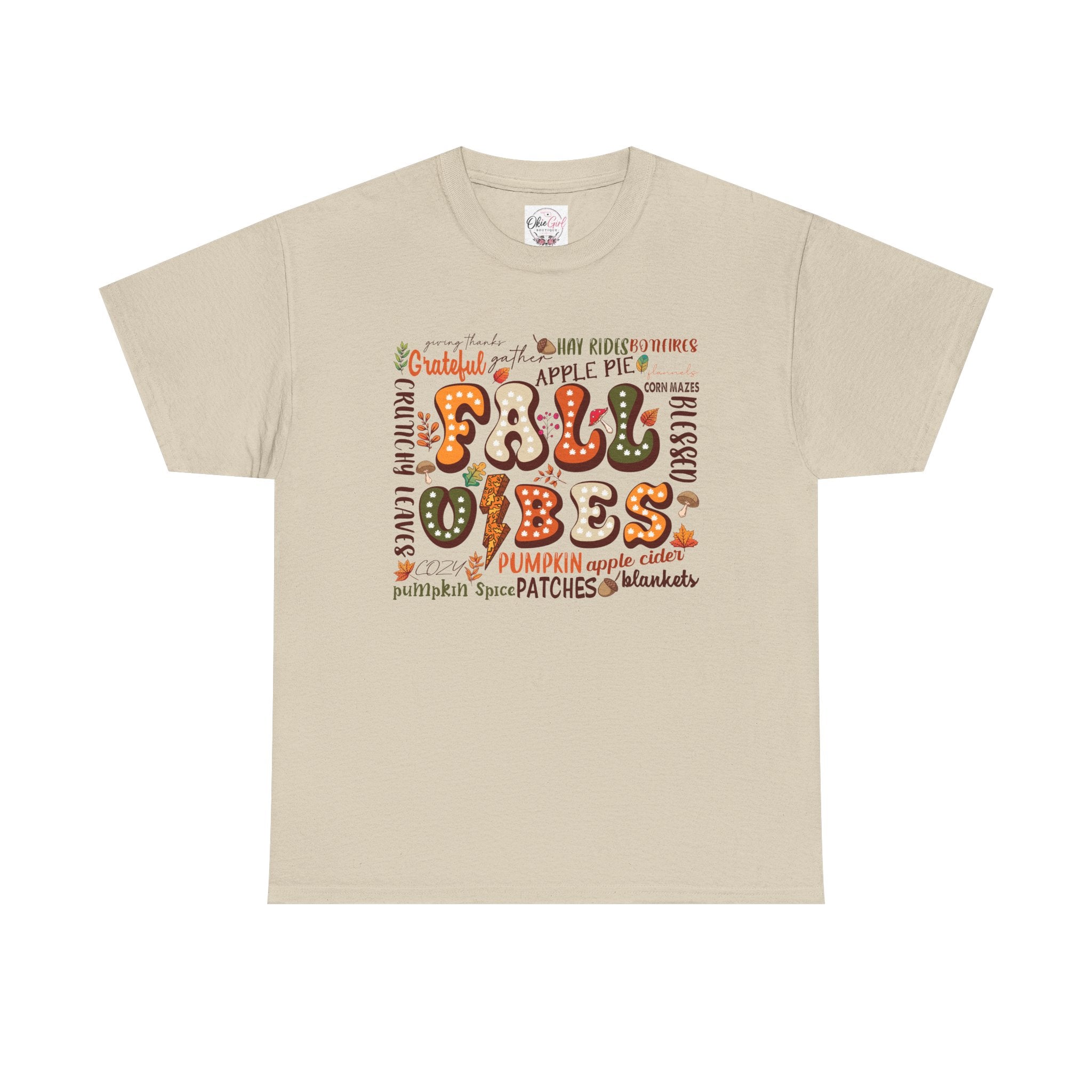 Fall Vibes Graphic Tee — Cozy Autumn Pumpkin & Apple Pie Shirt