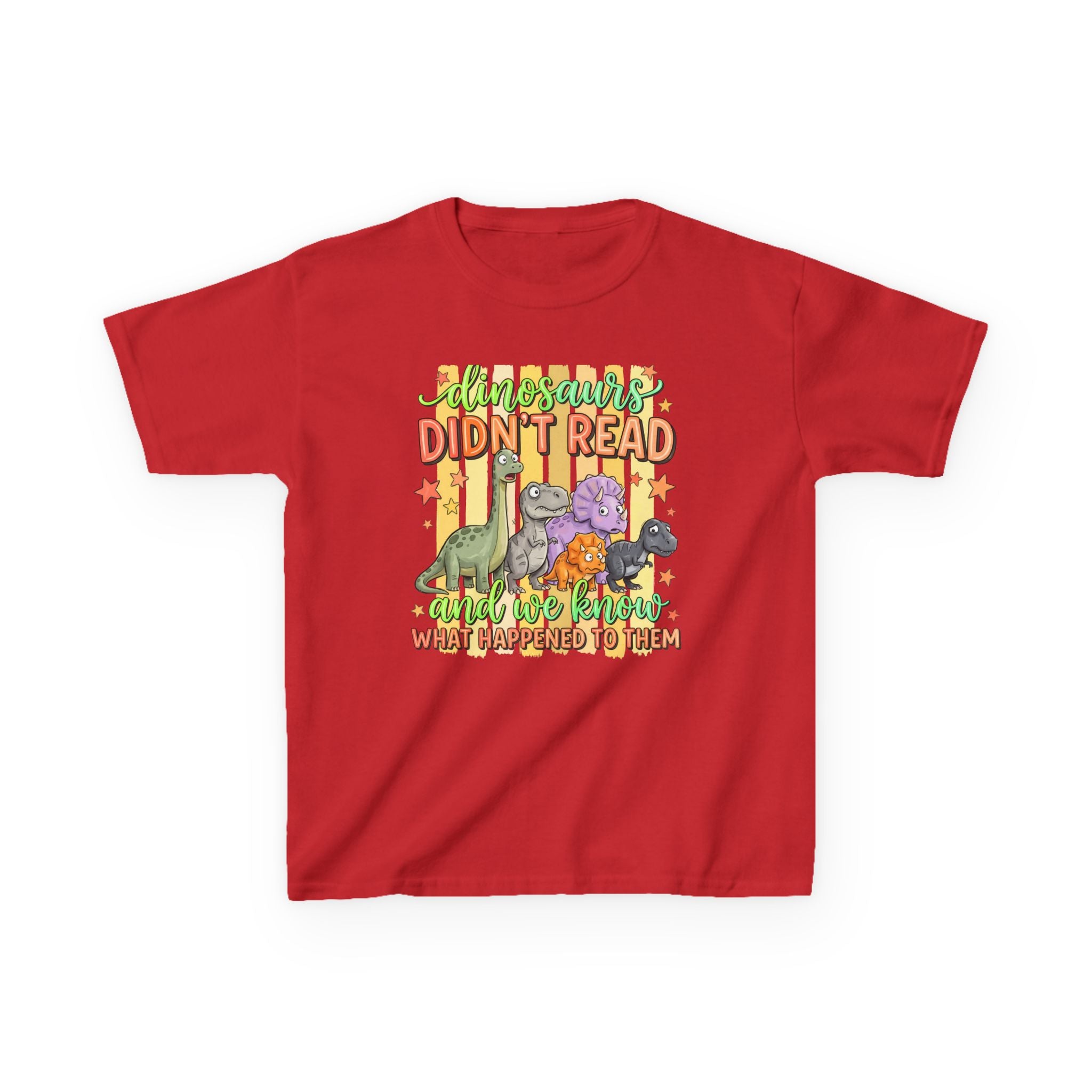 Kids Tee — “Dinosaurs Didn’t Read” Cute Dino Graphic Shirt (Back-to-School, Reading Gift)