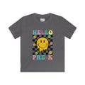 Hello Pre-K Kids T-Shirt — Colorful Smiley Checkerboard Preschool Tee