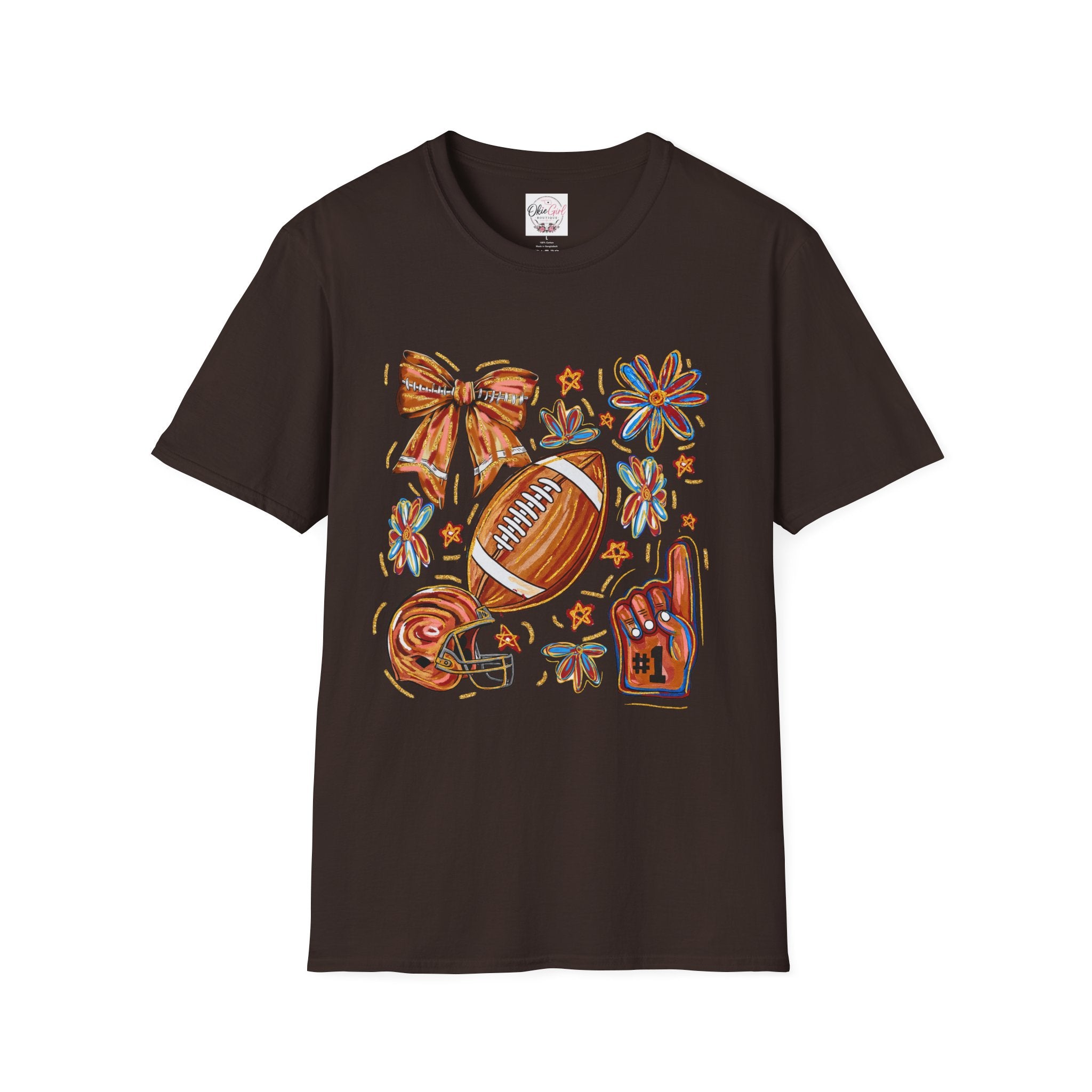 Football & Bow Graphic T-Shirt