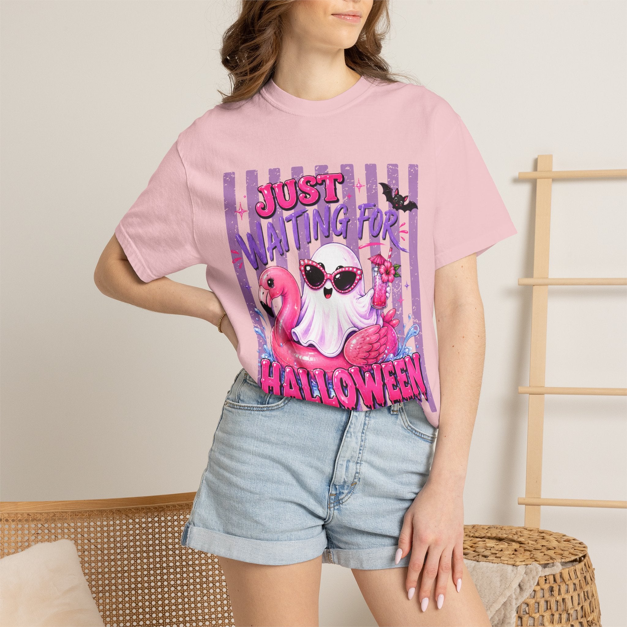 "Just Waiting for Halloween" Cute Flamingo Tee