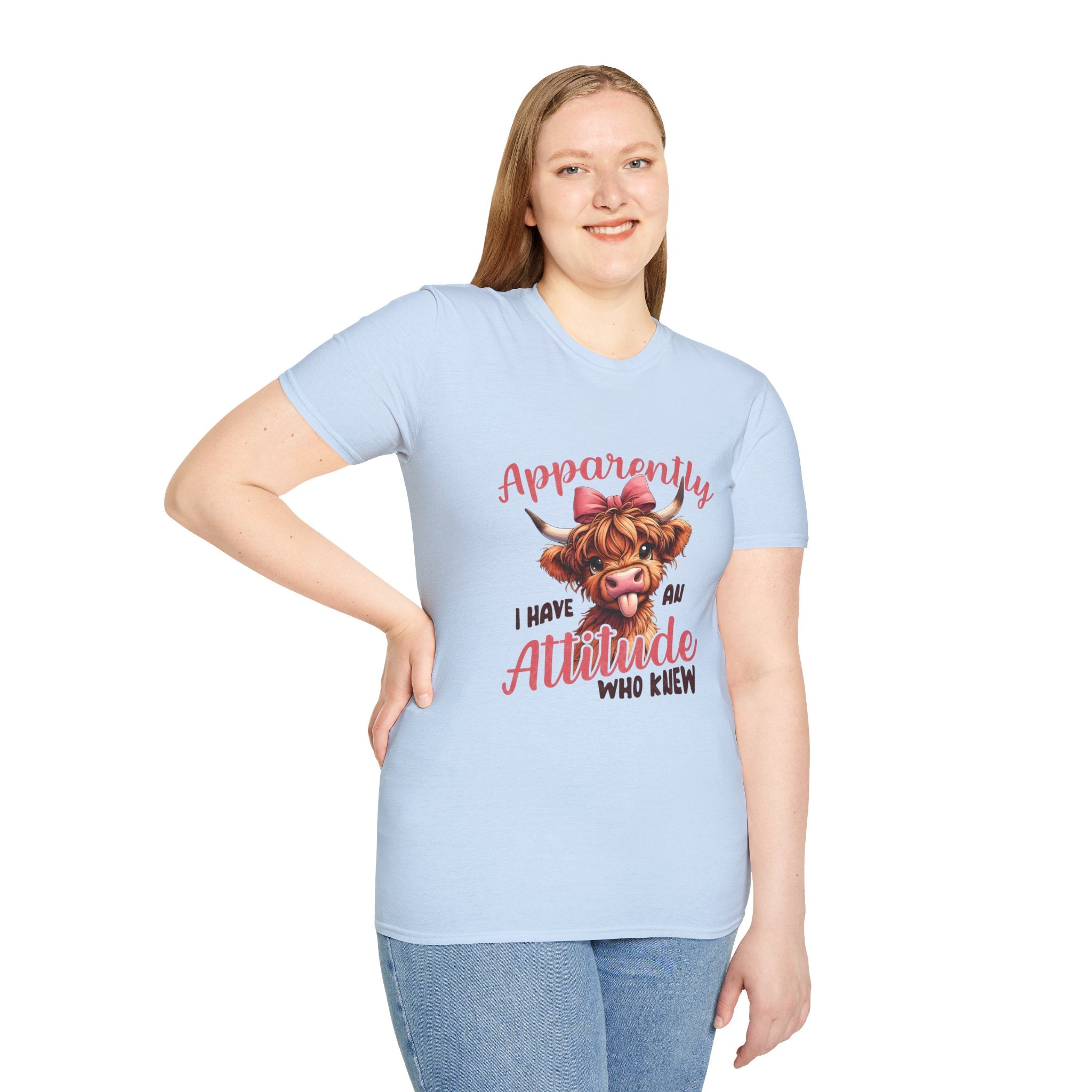 Apparently I Have an Attitude Who Knew — Cow T-Shirt