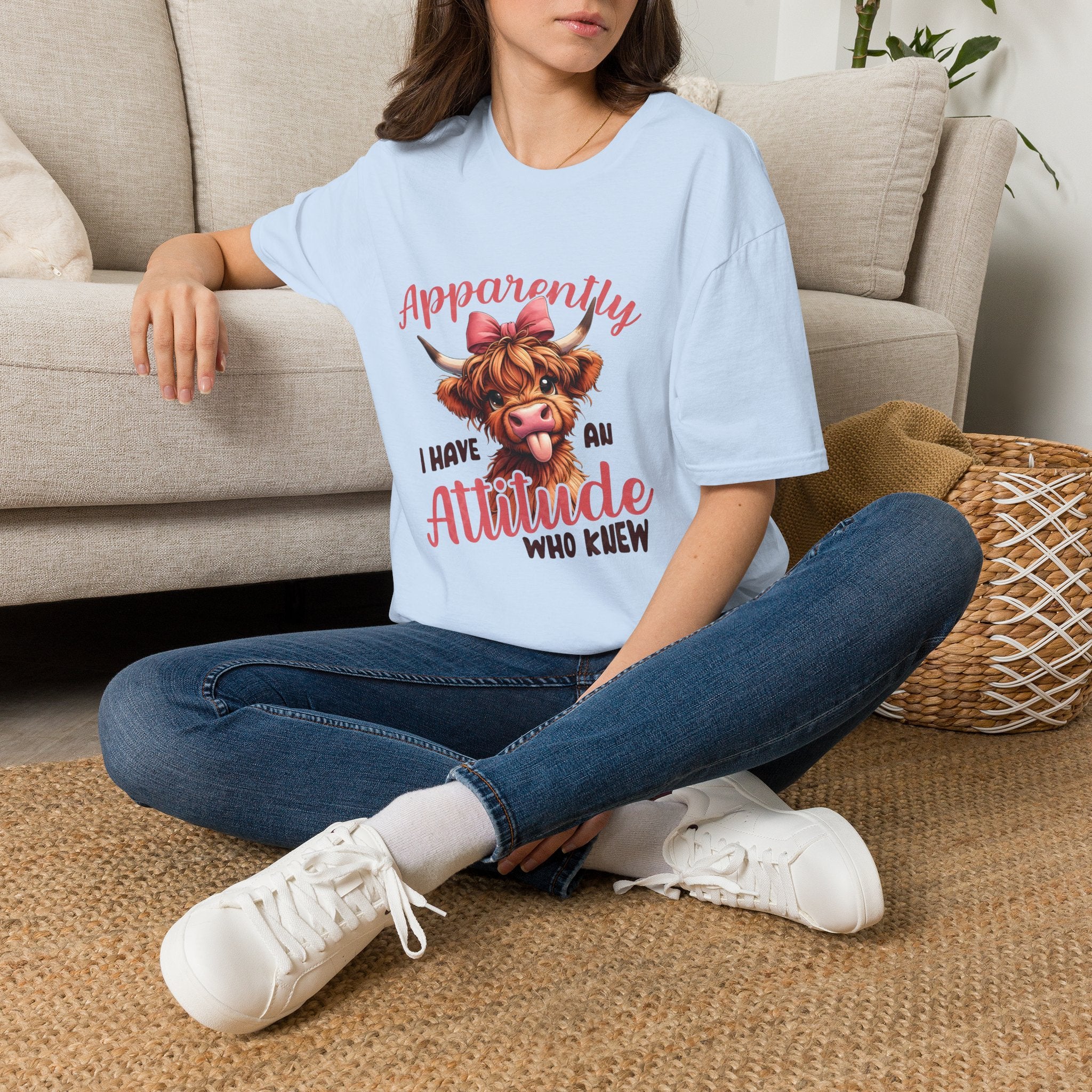 Apparently I Have an Attitude Who Knew — Cow T-Shirt
